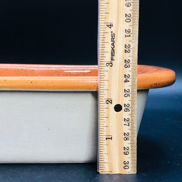 80s Bennington Potters Bread Loaf Pan, Vintage Vermont Pottery, Rusty Orange Iro - Picture 9 of 10